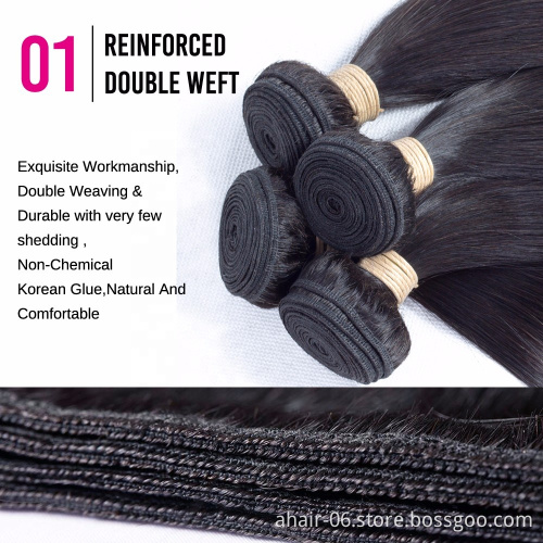 China Sales Straight 3 Bundles Of Brazilian Hair With Closure Top
